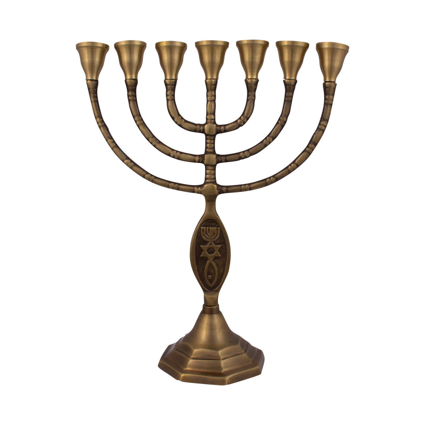 Messianic brass copper menorah Judaica  7 candle holder - 21 cm