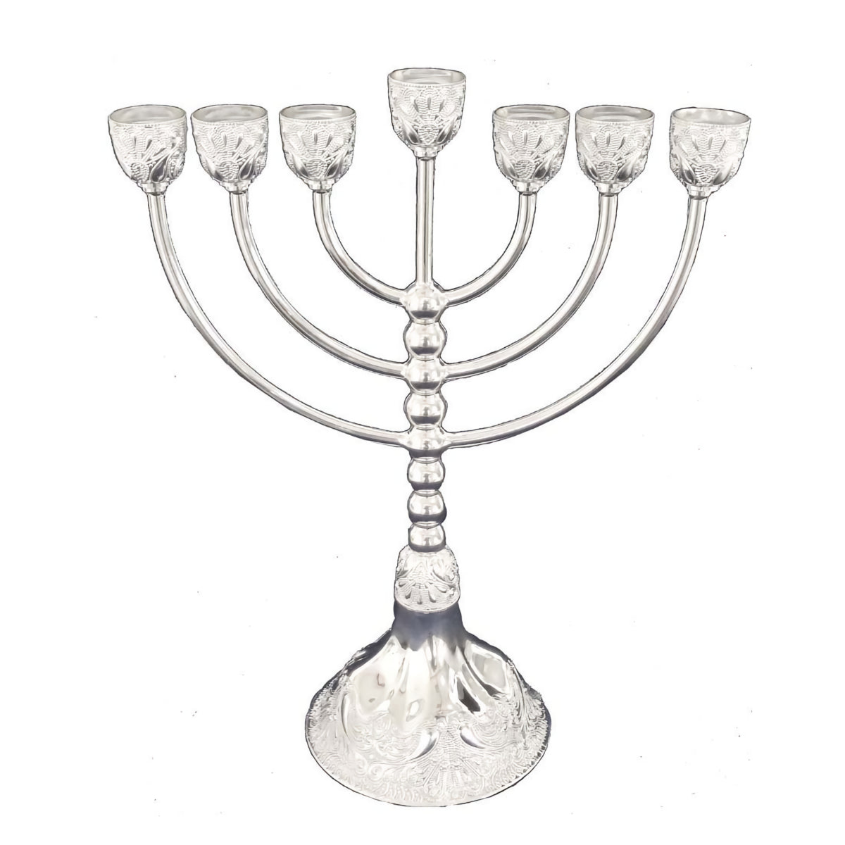 Silver Plated Menorah Hanukkah candles from Israel - 11″ / 28 cm