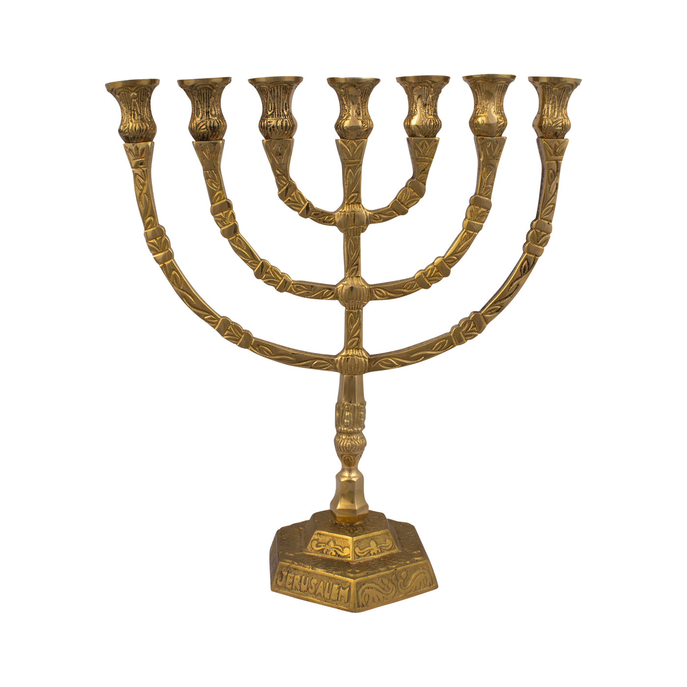 7 Branch Bronze Plated Menorah Jerusalem Candle Holder Decorative 12″ / 30 cm