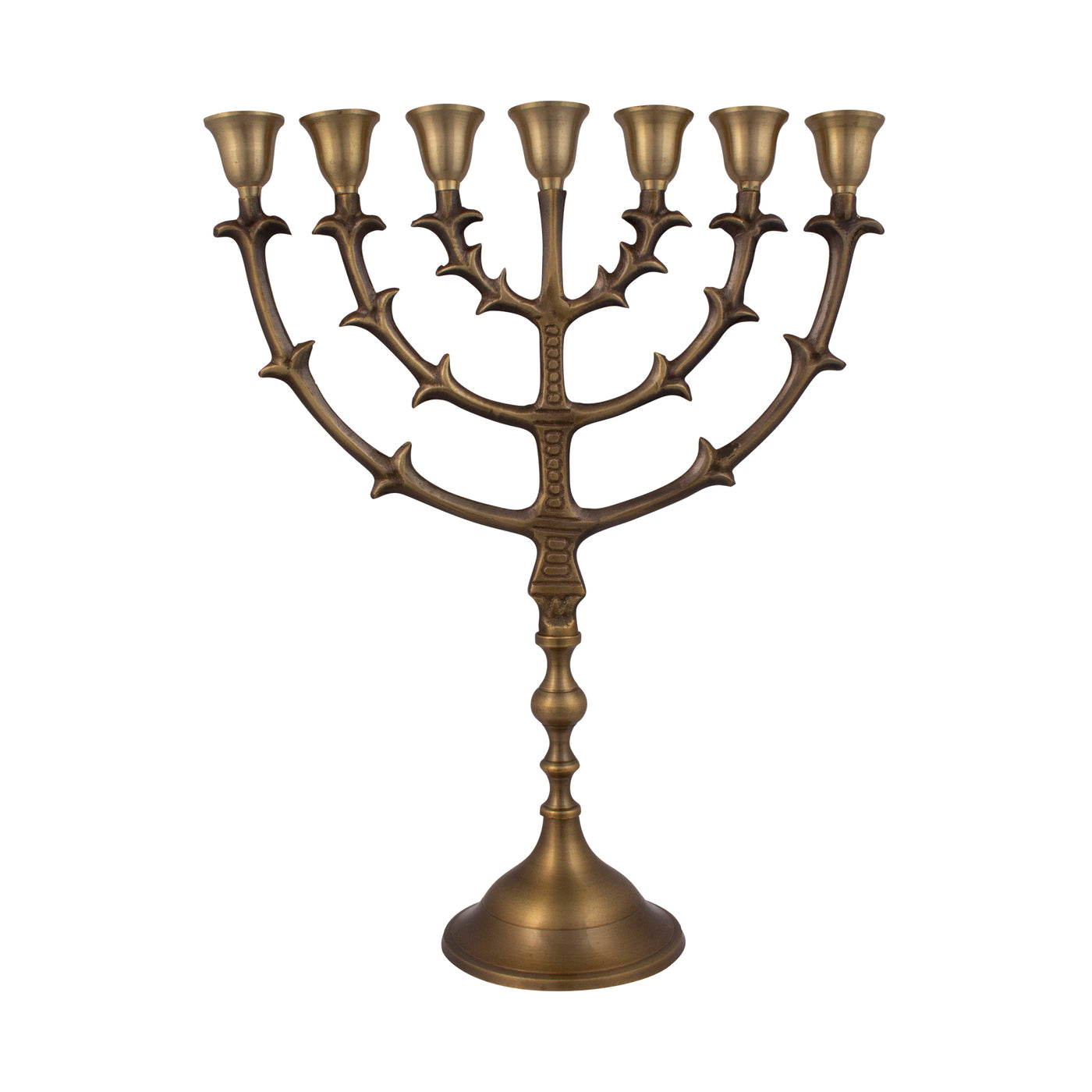 Menorah 7 Branch Menorah  Antique Replica Solid bronze 12" inches Bronze 7 Branches Menorah Candle Holder from Israel