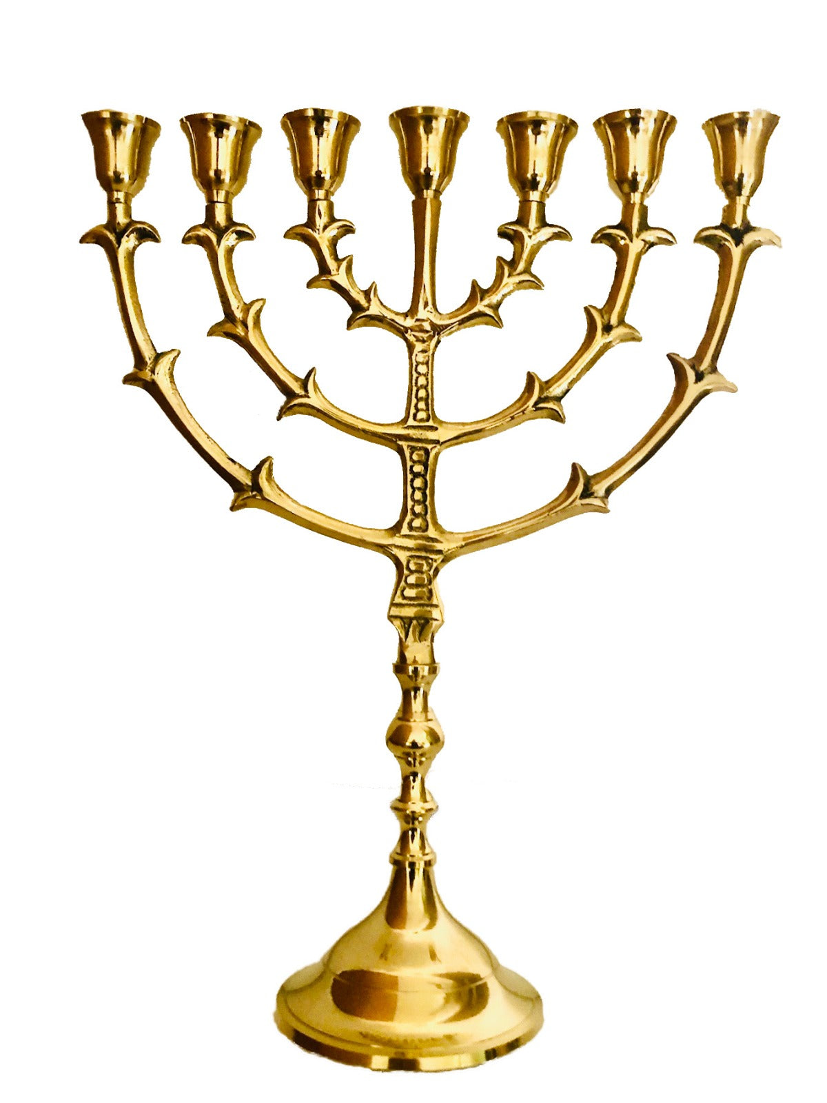 Menorah Solid Brass/Copper 12" inches Bronze 7 Branches Menorah Candle Holder