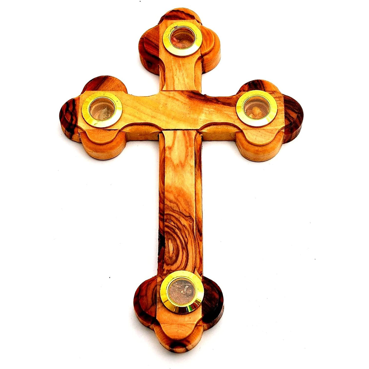 Handmade Nativity Scene Orthodox Olive Wood Crucifix 4 Lenses with a Certificate Made in the Holy Land 4 Sizes