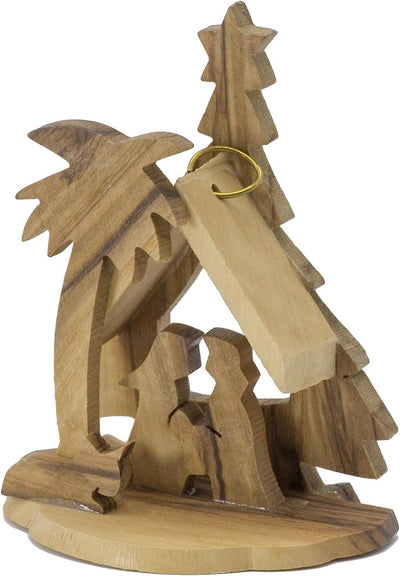 Olive Wood Christian Small Crib Tree from Bethlehem Made in The Holy Land (3.2'')