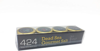 4 Different Boxes Of Gourmet Salt From The Dead Sea - Black Pepper, Wild Fire, Hot Chilli Pepper, Garlic & Pepper