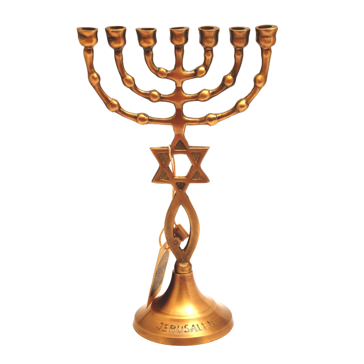 Menorah In Brass Plated From Holy Land Jerusalem 7.9″ / 20 cm
