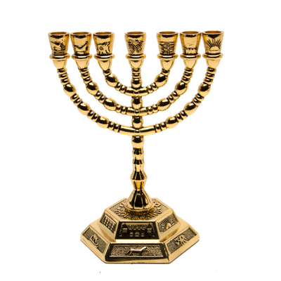 Medium Authentic Menorah Gold Plated Holyland 5.1″ / 13 cm