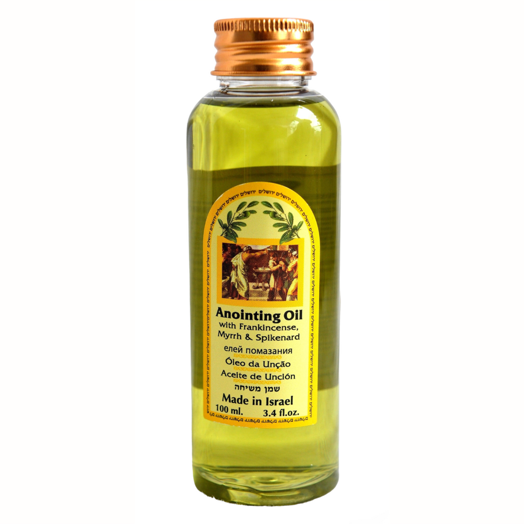 Home Blessing Package: Messianic Tallit Prayer , Anointing oil 100 ml Frankincense Myrrh & Spikenard, Crystal Rosary beads, Olive wood Cross ,12 tribes Jewish menorah Enamel