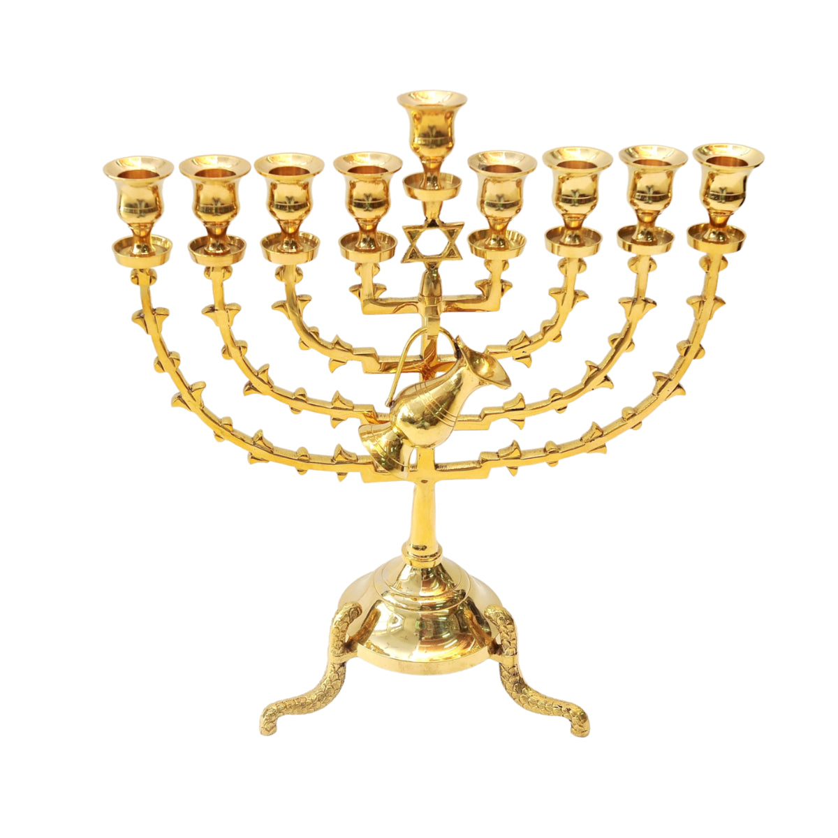 Temple Menorah HANUKKAH Gold Plated Candle Holder from Jerusalem #2