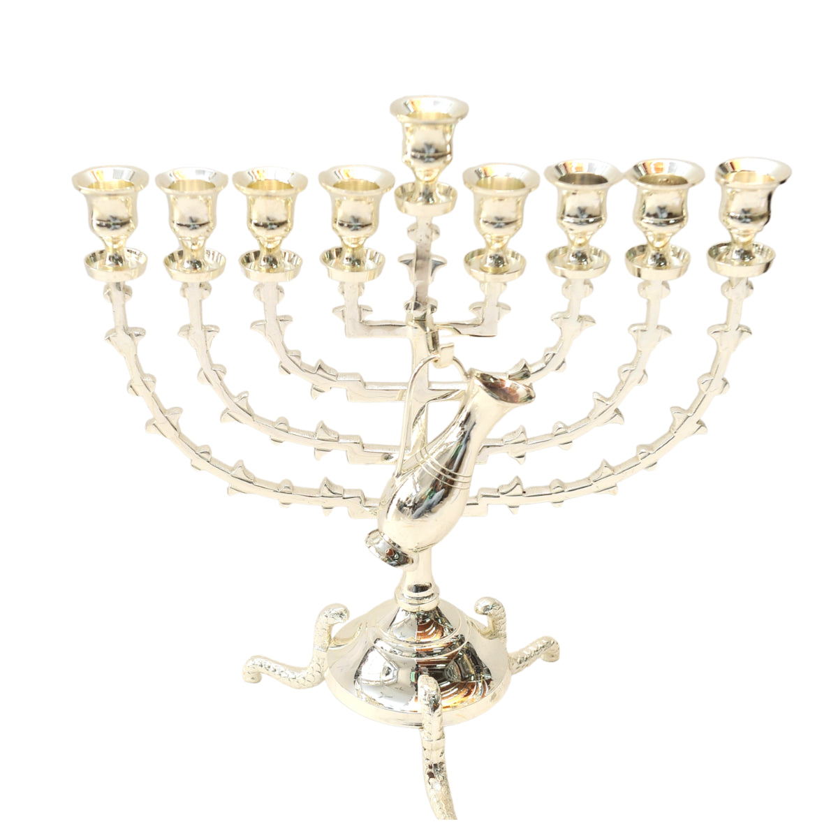 Temple Menorah HANUKKAH Gold & Silver Plated Candle Holder from Jerusalem