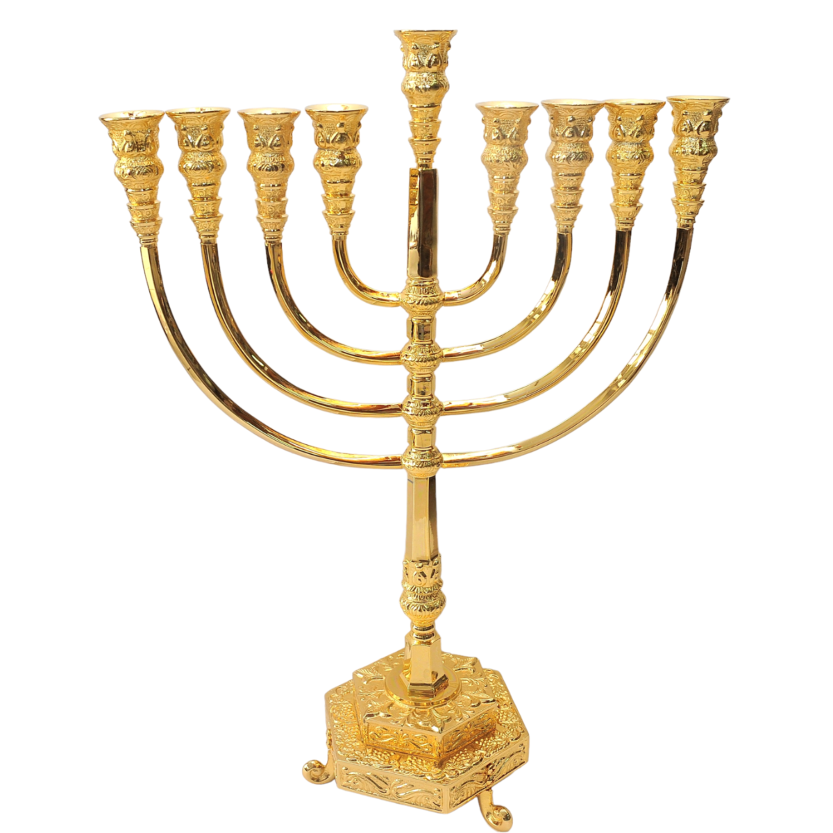 Very Big & High Quality Menorah Hanukkah Gold Plated From Jerusalem