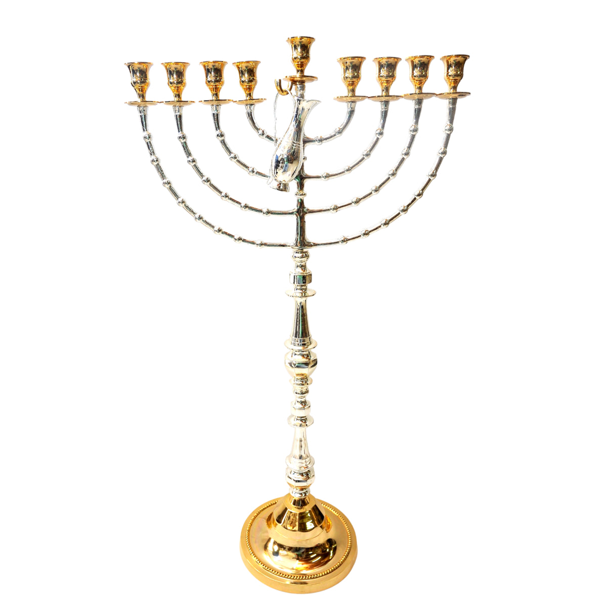 Huge Jerusalem Temple Menorah Hanukkiah Gold & Silver Plated H/82 x W/44