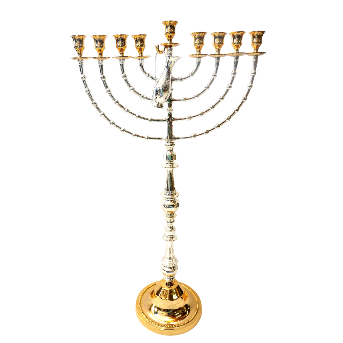 Huge Jerusalem Temple Menorah HANUKKAH Gold & Silver Plated H/82 x W/44