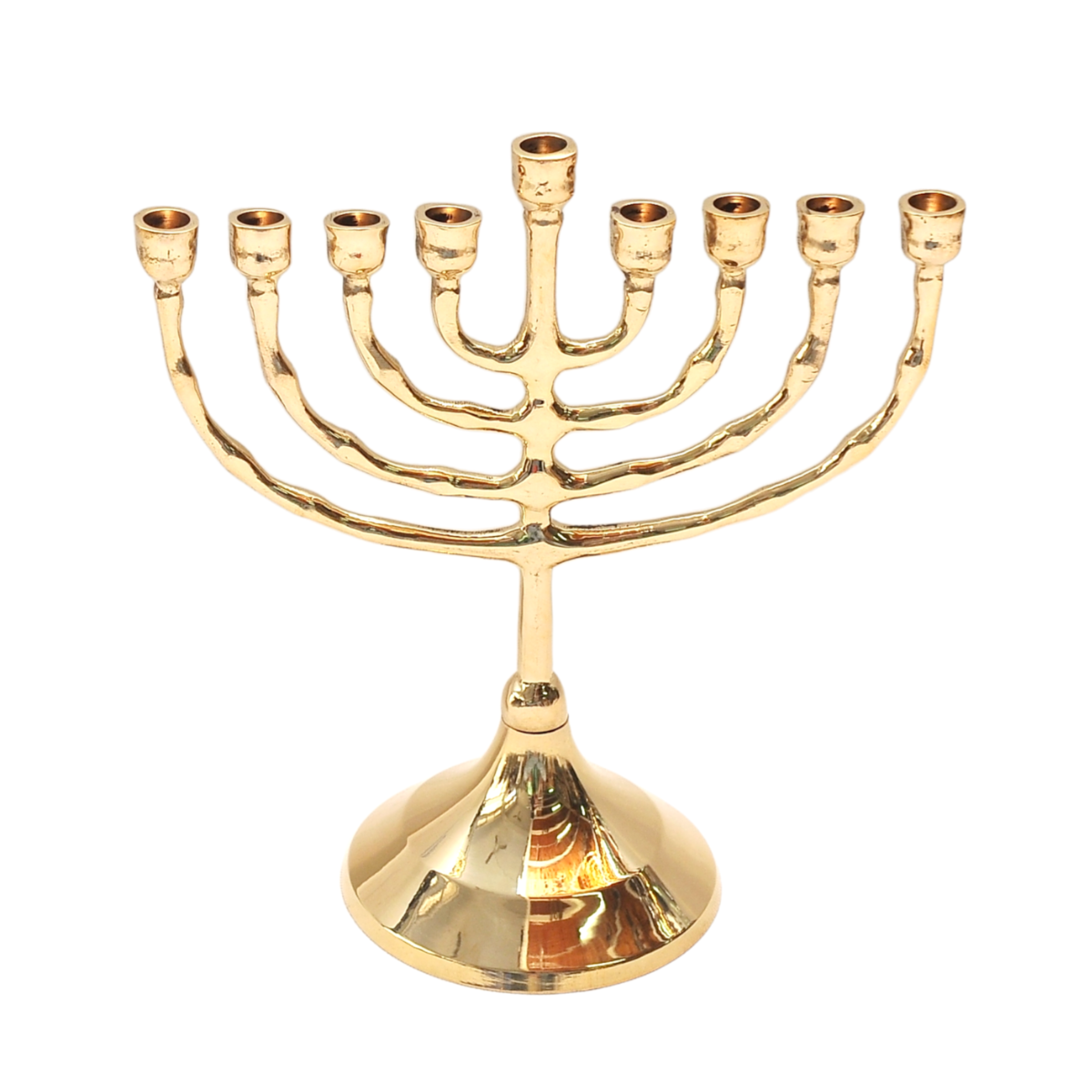Authentic Temple Menorah HANUKKAH Gold Plated Candle Holder Israel