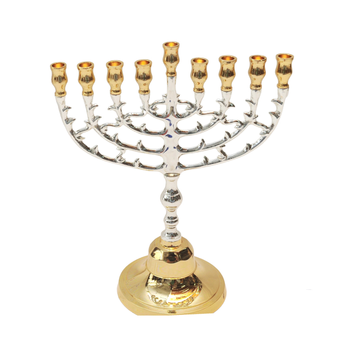 High Quality Temple Menorah Hanukkiah Gold & Silver Plated Candle Holder Israel 9.84 / 8.66 inch inch