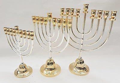 Authentic Temple Menorah HANUKKAH Gold & Silver Plated Candle Holder Israel.