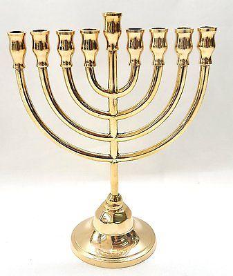 Authentic Temple Menorah HANUKKAH Gold Plated Candle Holder Israel #1 - Spring Nahal