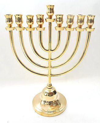 Authentic Temple Menorah HANUKKAH Gold Plated Candle Holder Israel #3 - Spring Nahal