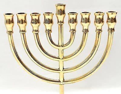 Authentic Temple Menorah HANUKKAH Gold Plated Candle Holder Israel.