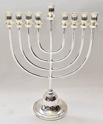 Authentic Temple Menorah HANUKKAH Silver Plated Candle Holder from Jerusalem.