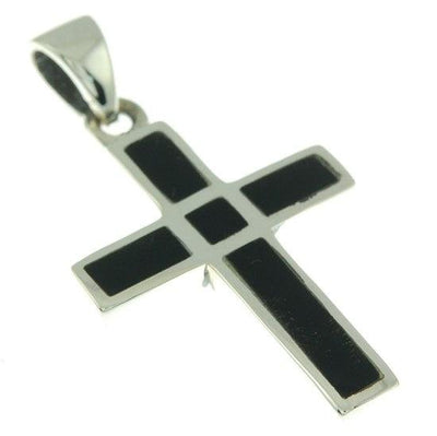 Christian Cross Pendant in Black Color + 925 Silver Necklace - Spring Nahal