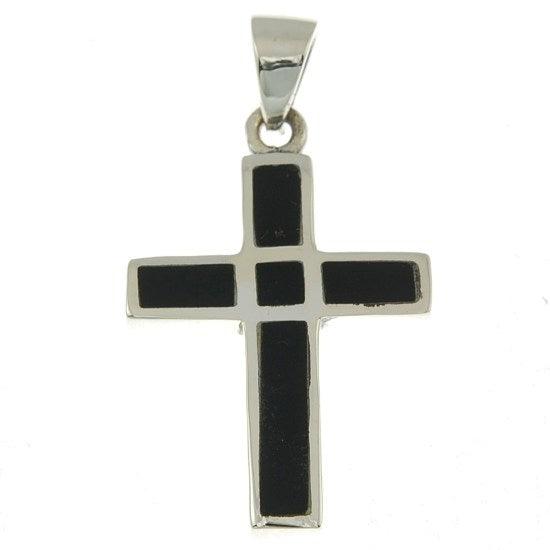 Christian Cross Pendant in Black Color + 925 Silver Necklace - Spring Nahal