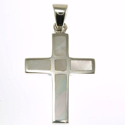 Christian Cross Pendant in White Color + 925 Silver Necklace - Spring Nahal