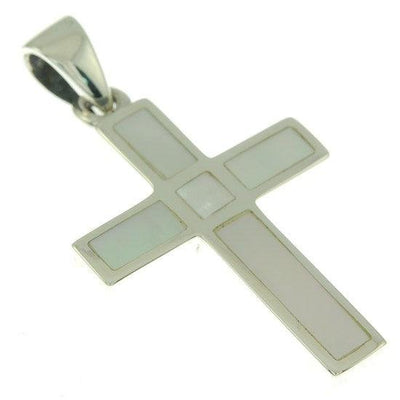 Christian Cross Pendant in White Color + 925 Silver Necklace - Spring Nahal