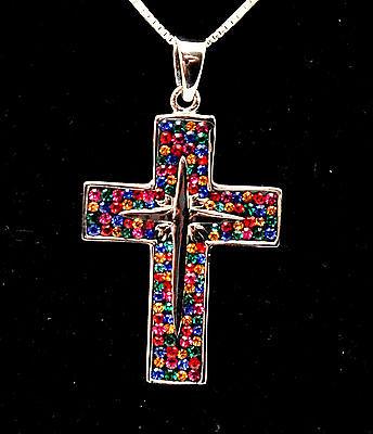 Christian Cross Pendant With Colored Gemstones 1# - Spring Nahal