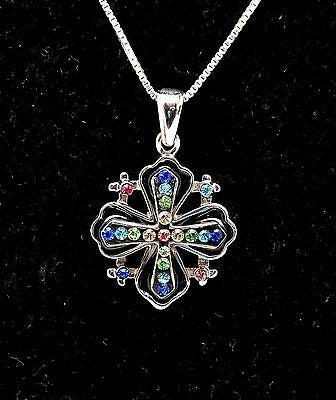 Christian Cross Pendant With Colored Gemstones 3# - Spring Nahal