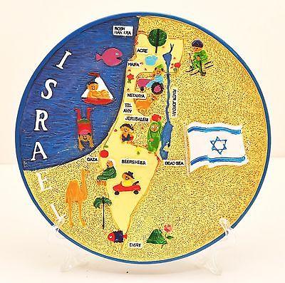 Collectible Ceramics Plate With Stand From Holyland Jerusalem #3 - Spring Nahal