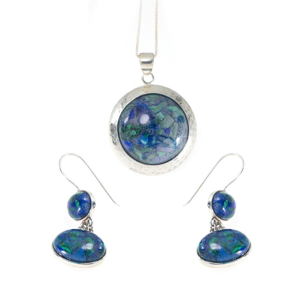 Eilat Stone Set Pendant + Earrings  in 925 Sterling Silver + Necklace #2 - Spring Nahal