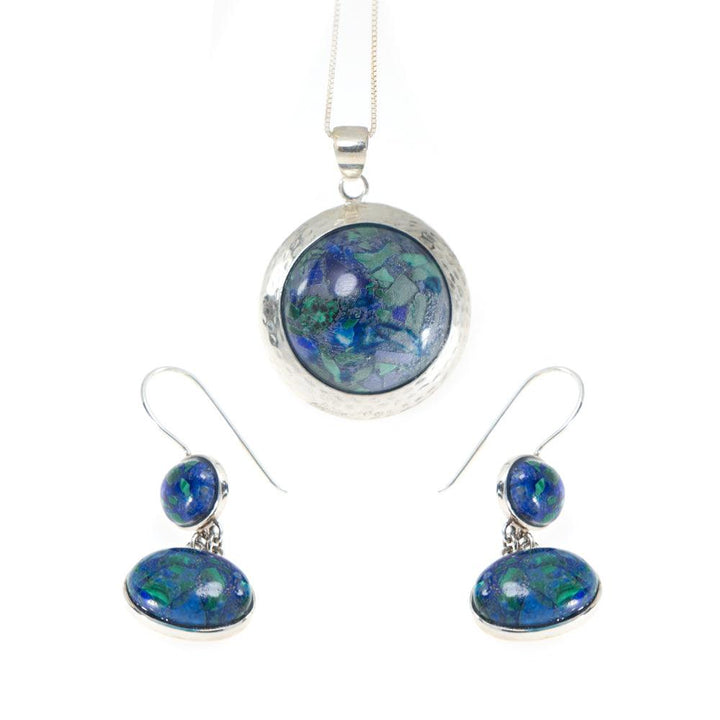 Eilat Stone Set Pendant + Earrings  in 925 Sterling Silver + Necklace #2 - Spring Nahal