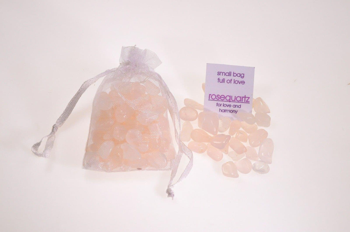 Energetic Stone bag full with love of the Rose Quartz stone for love and harmony.