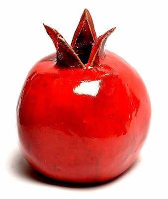 Four Sizes Of Red Pomegranate Hands Made Art Ceramic Made in Israel.