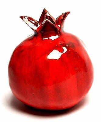 Four Sizes Of Red Pomegranate Hands Made Art Ceramic Made in Israel.