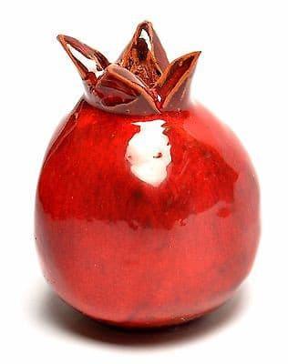 Four Sizes Of Red Pomegranate Hands Made Art Ceramic Made in Israel.