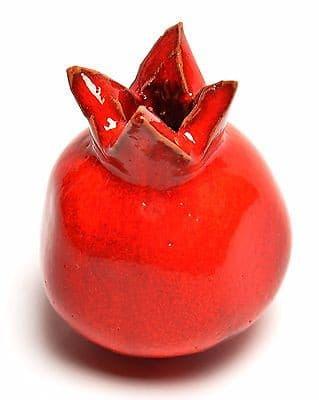 Four Sizes Of Red Pomegranate Hands Made Art Ceramic Made in Israel.