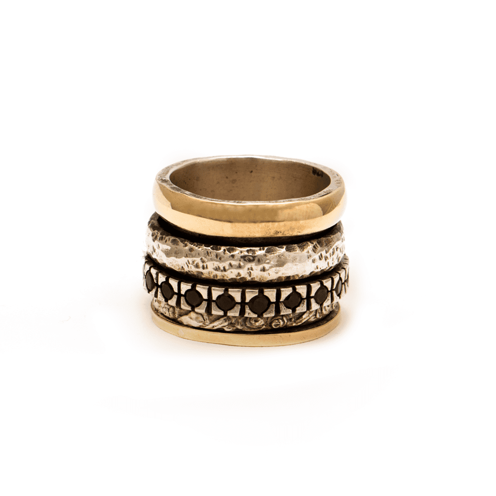 Gold and Silver Spinning Ring With Crystals Stones.