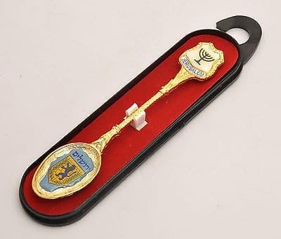 Gold Plated Spoon With jerusalem Logo..