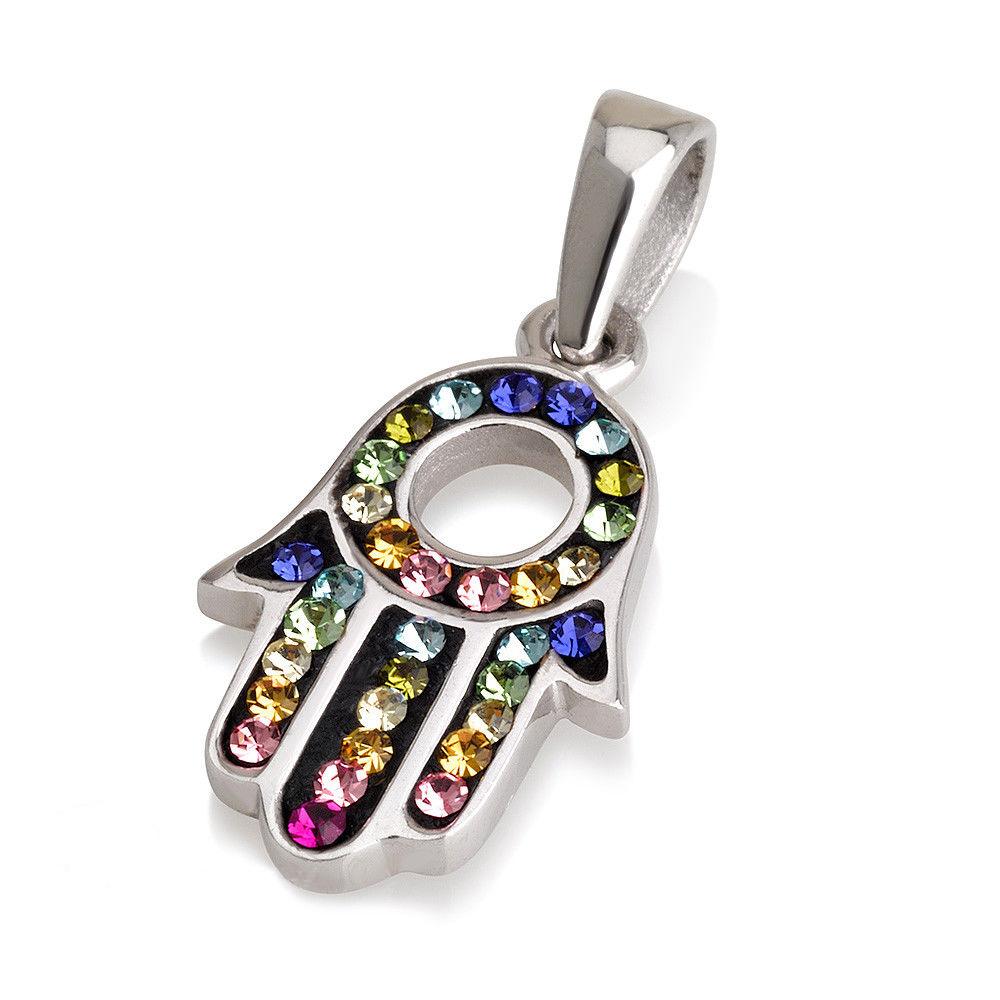 Hamsa Charm Pendant Necklace Kabbalah luck Fatima hand 925 Sterling Silver #12 - Spring Nahal