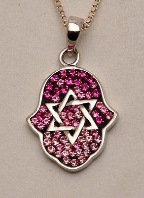 Hamsa Charm Pendant Necklace Kabbalah luck Fatima hand 925 Sterling Silver #14 - Spring Nahal