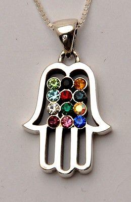 Hamsa Charm Pendant Necklace Kabbalah luck Fatima hand 925 Sterling Silver #23 - Spring Nahal