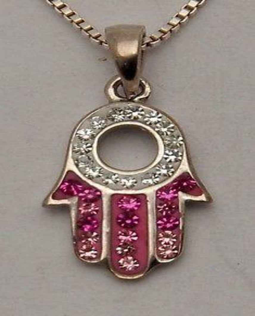 Hamsa Charm Pendant Necklace Kabbalah luck Fatima hand 925 Sterling Silver #3 - Spring Nahal
