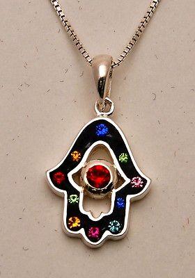 Hamsa Charm Pendant Necklace Kabbalah luck Fatima hand 925 Sterling Silver #4 - Spring Nahal