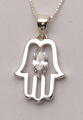 Hamsa Charm Pendant Necklace Kabbalah luck Fatima hand 925 Sterling Silver #54 - Spring Nahal