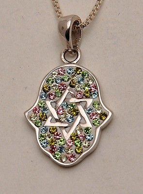 Hamsa Charm Pendant Necklace Kabbalah luck Fatima hand 925 Sterling Silver #8 - Spring Nahal