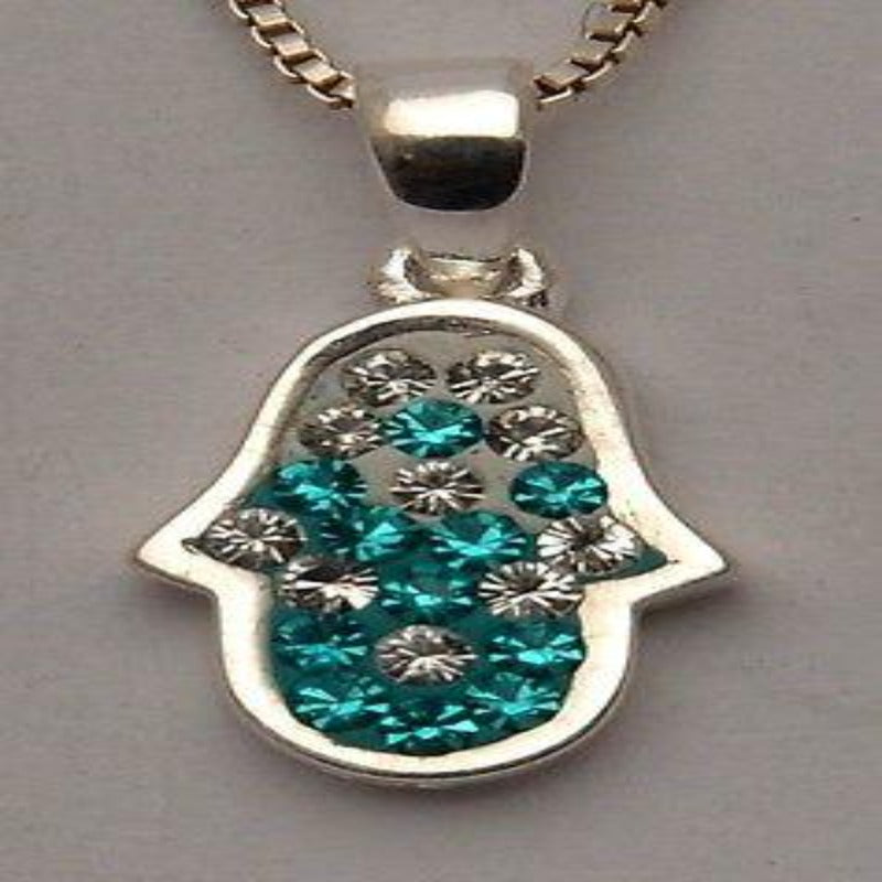 Hamsa Charm Pendant Necklace Kabbalah luck Fatima hand 925 Sterling Silver #9 - Spring Nahal