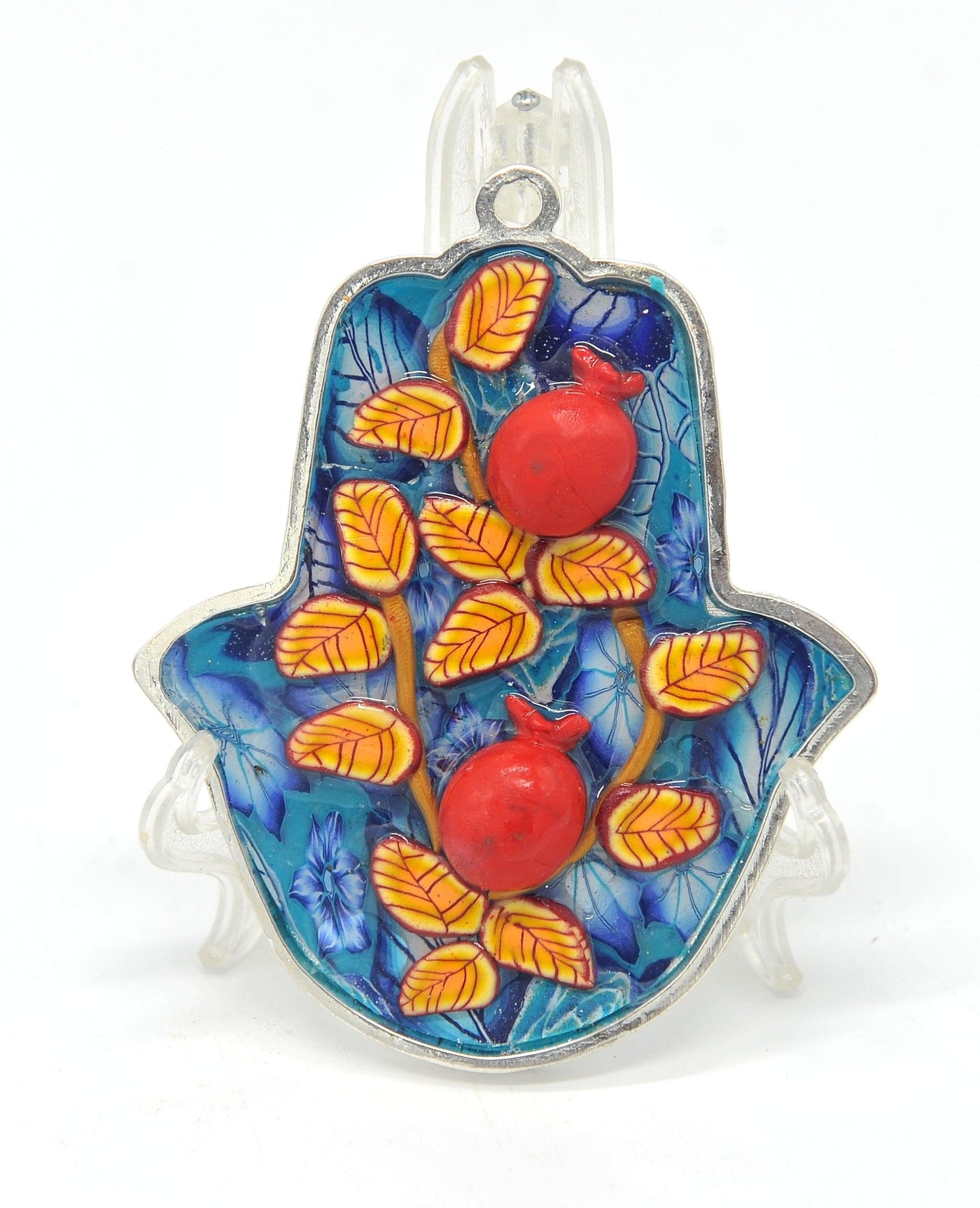 Hamsa Hand Fimo Blessings figure for Home Blessing Wall Hanging #13 - Spring Nahal
