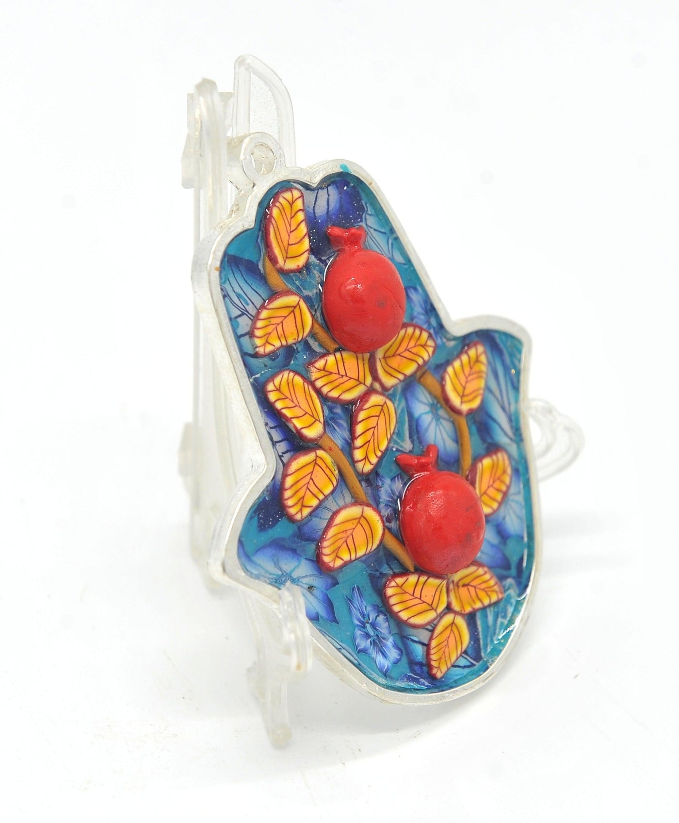 Hamsa Hand Fimo Blessings figure for Home Blessing Wall Hanging #13 - Spring Nahal