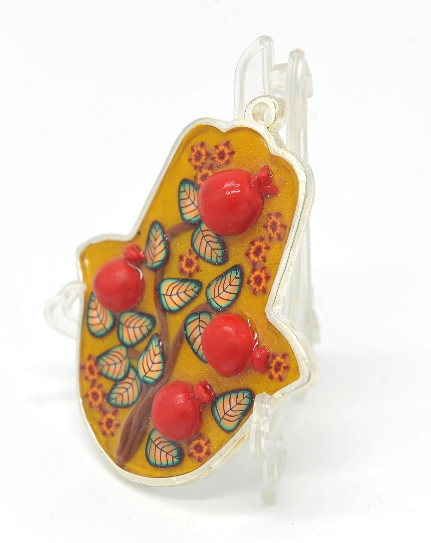 Hamsa Hand Fimo Blessings figure for Home Blessing Wall Hanging #14 - Spring Nahal